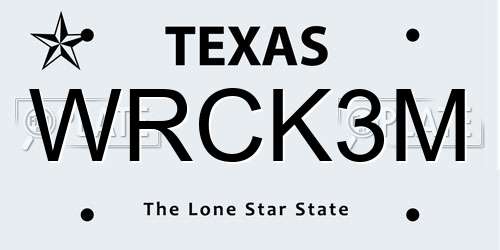 WRCK3M Texas License Plate