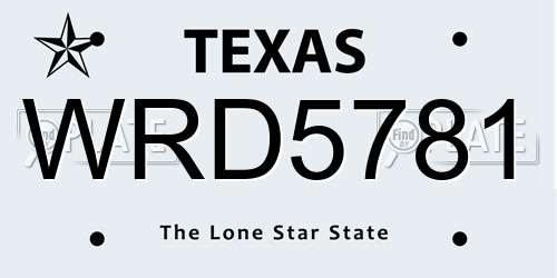 WRD5781 Texas License Plate