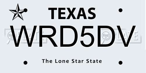 WRD5DV Texas License Plate