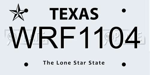 WRF1104 Texas License Plate