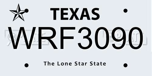 WRF3090 Texas License Plate