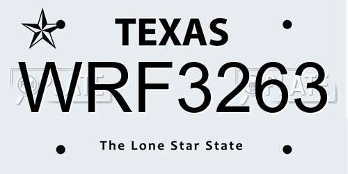 WRF3263 Texas License Plate