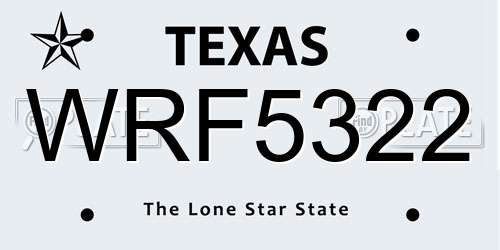 WRF5322 Texas License Plate