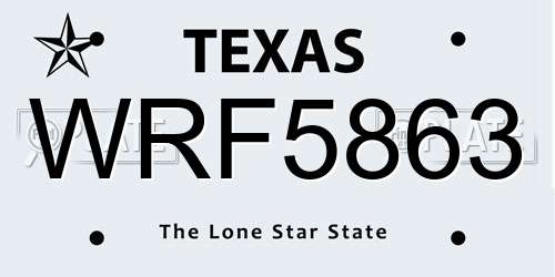 WRF5863 Texas License Plate