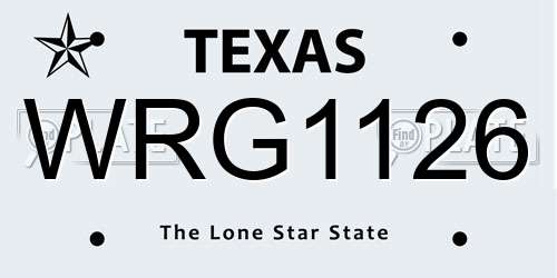 WRG1126 Texas License Plate