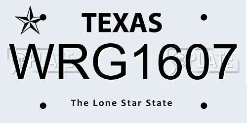WRG1607 Texas License Plate