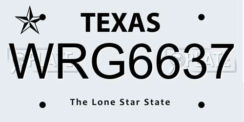 WRG6637 Texas License Plate