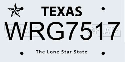 WRG7517 Texas License Plate