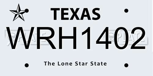 WRH1402 Texas License Plate