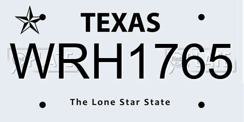 WRH1765 Texas License Plate
