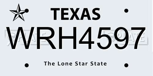 WRH4597 Texas License Plate