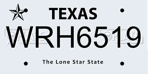 WRH6519 Texas License Plate