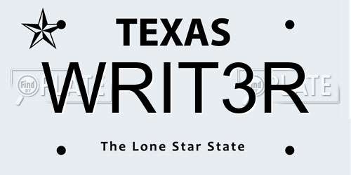 WRIT3R Texas License Plate