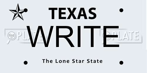 WRITE Texas License Plate