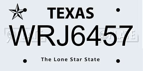 WRJ6457 Texas License Plate