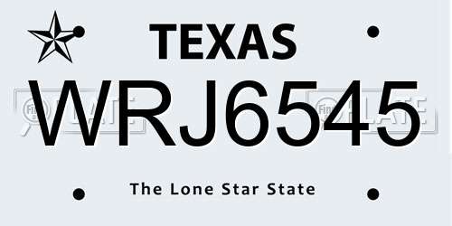 WRJ6545 Texas License Plate