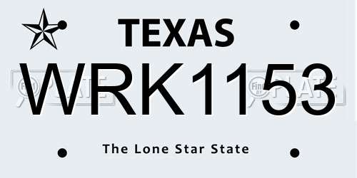 WRK1153 Texas License Plate