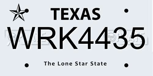 WRK4435 Texas License Plate