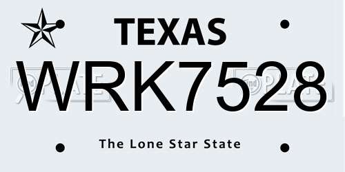 WRK7528 Texas License Plate