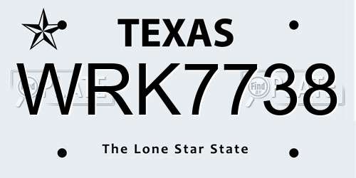 WRK7738 Texas License Plate