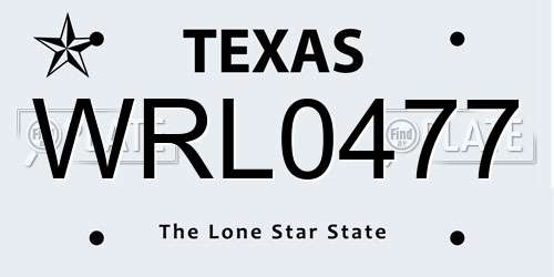 WRL0477 Texas License Plate