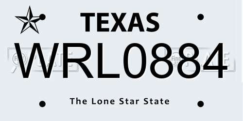 WRL0884 Texas License Plate