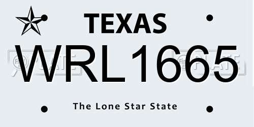 WRL1665 Texas License Plate
