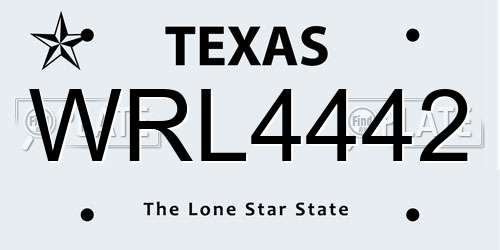 WRL4442 Texas License Plate