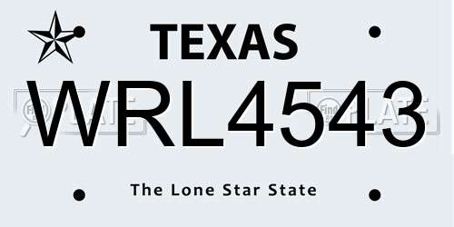 WRL4543 Texas License Plate