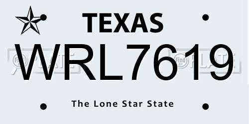 WRL7619 Texas License Plate