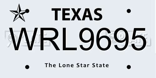 WRL9695 Texas License Plate