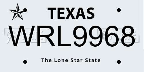WRL9968 Texas License Plate