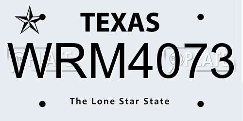 WRM4073 Texas License Plate