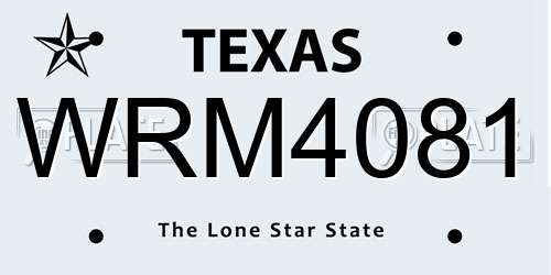 WRM4081 Texas License Plate