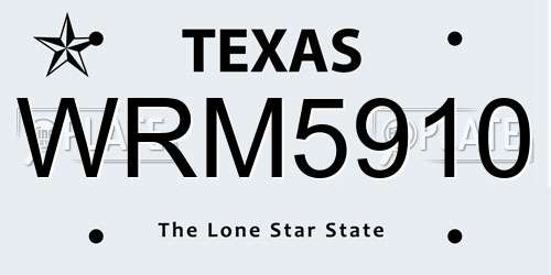 WRM5910 Texas License Plate