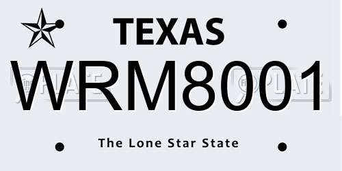 WRM8001 Texas License Plate