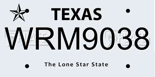 WRM9038 Texas License Plate