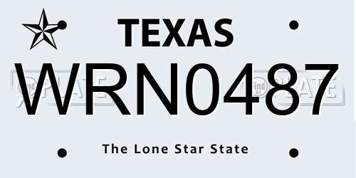 WRN0487 Texas License Plate