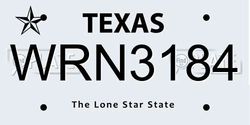 WRN3184 Texas License Plate