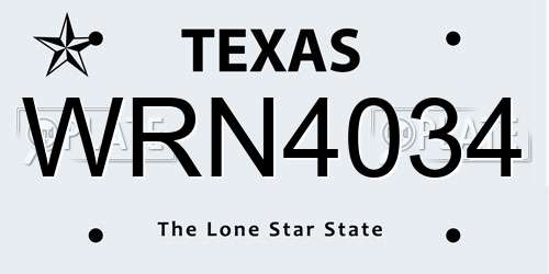 WRN4034 Texas License Plate