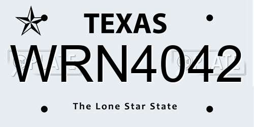 WRN4042 Texas License Plate