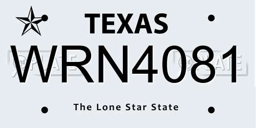WRN4081 Texas License Plate