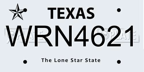 WRN4621 Texas License Plate