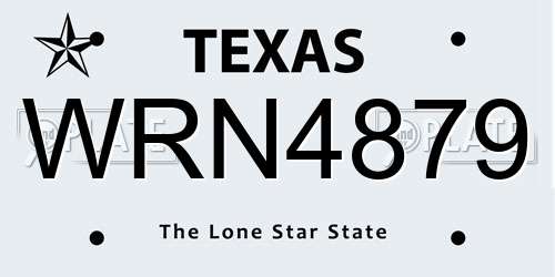 WRN4879 Texas License Plate