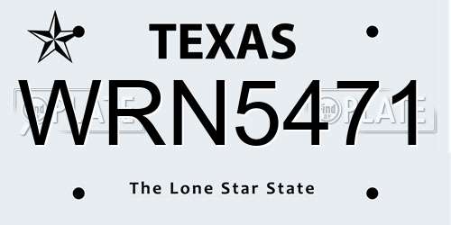WRN5471 Texas License Plate