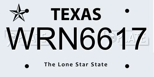 WRN6617 Texas License Plate