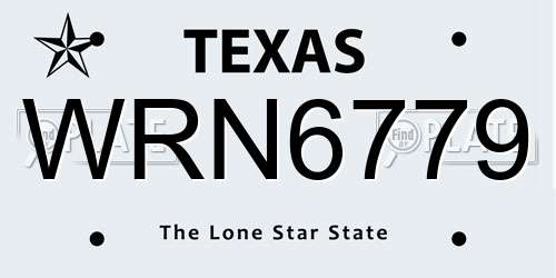 WRN6779 Texas License Plate