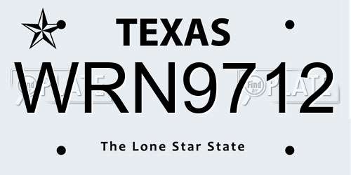 WRN9712 Texas License Plate