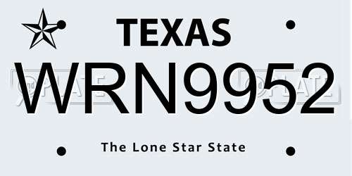 WRN9952 Texas License Plate