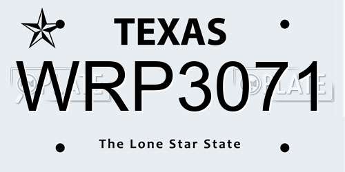 WRP3071 Texas License Plate